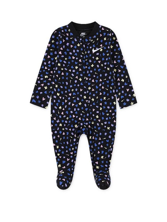 Nike Other - Nike Baby Girl Footed One-Piece with Blue, Cream & Pink Heart Print 6 Months